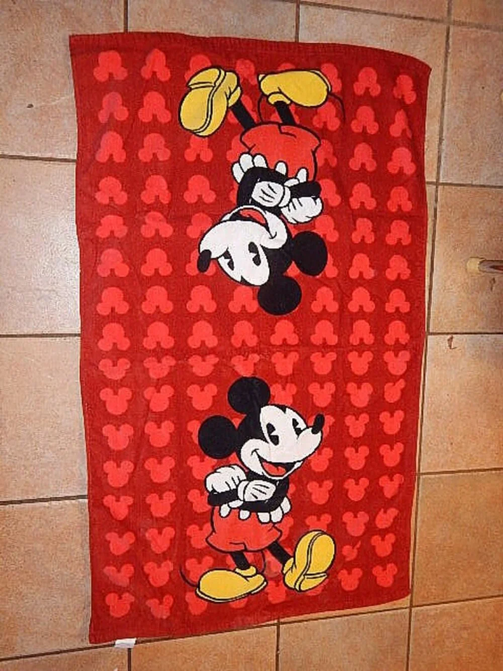 2 Vintage Mickey Mouse BEACH TOWELS 2 ft x 4 ft Disney Store Bath w/Bonus
